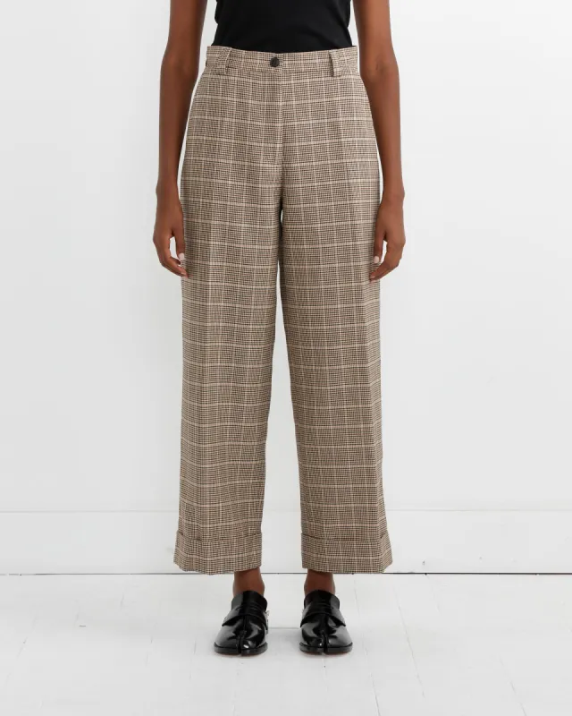 Checked Cuffed Pants in Beige sold by Mohawk General Store