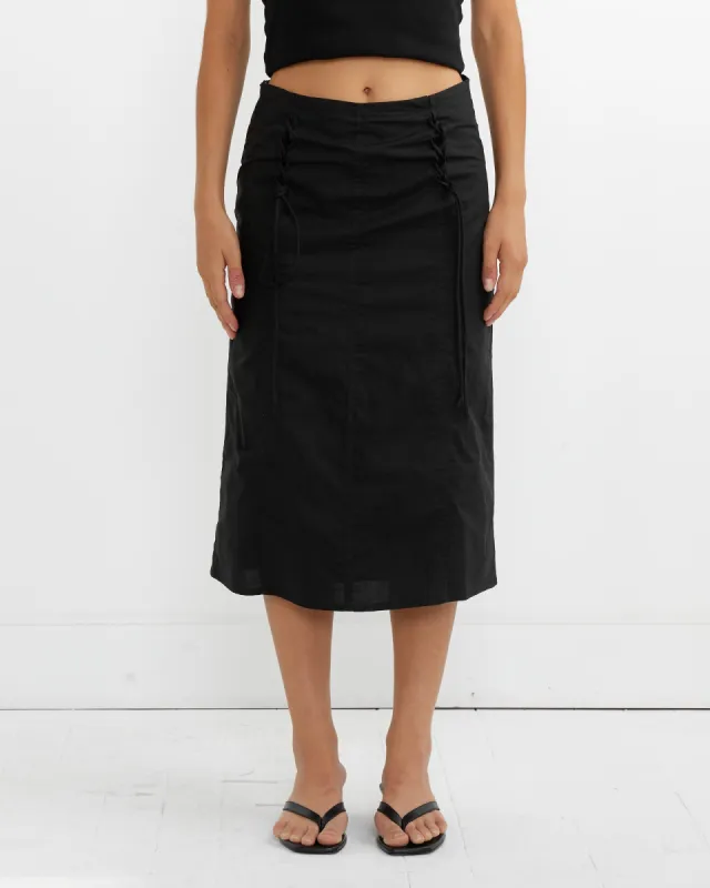 Double Lace Up Skirt in Black sold by Mohawk General Store