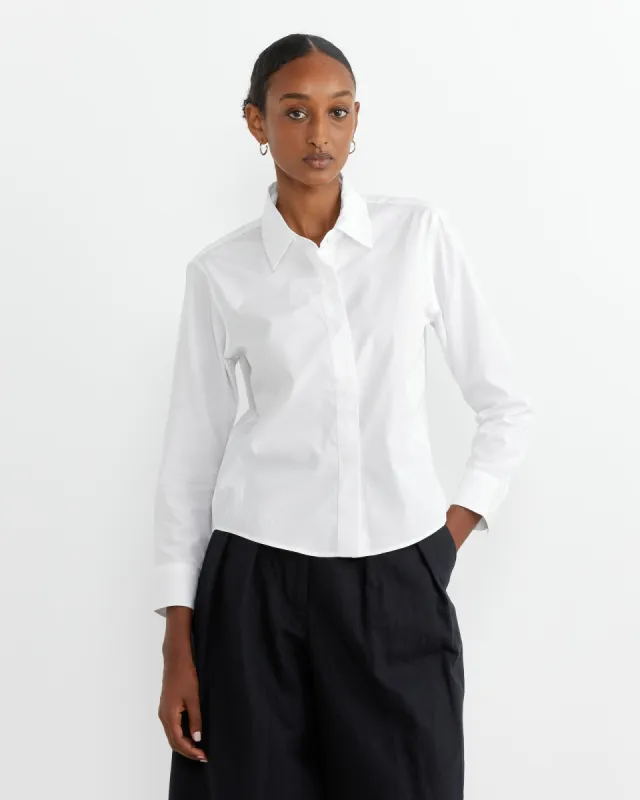 Fitted Cotton Shirt in White sold by Mohawk General Store