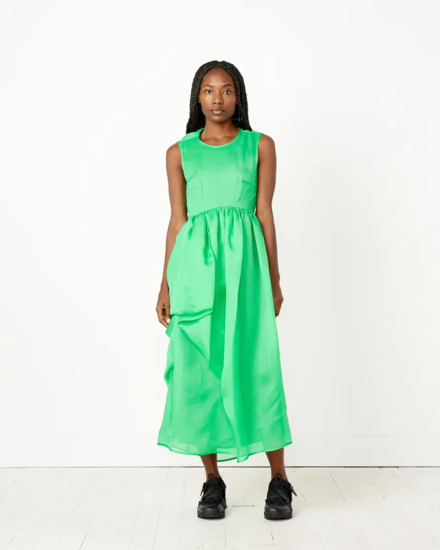 Open Back Asymmetrical Maxi Dress in Emerald Green made by Cecilie Bahnsen