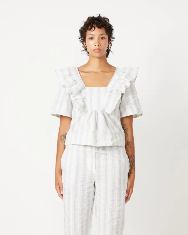 Seersucker Ruffle Blouse made by Ganni
