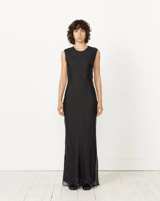 Pinstripe Silk Maxi Dress in Black sold by Mohawk General Store