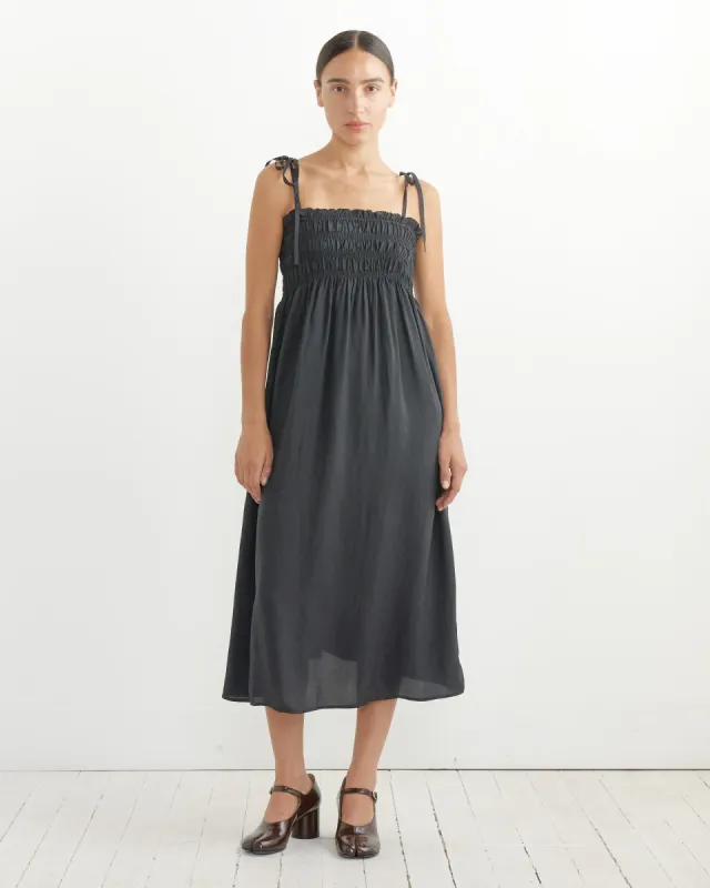 Habotai Midi Strap Dress in Black sold by Mohawk General Store