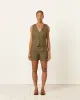 Pleated Short in Puglia Olive sold by Mohawk General Store
