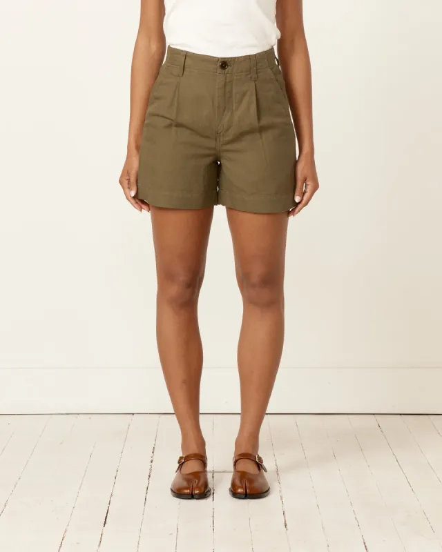 Pleated Short in Puglia Olive sold by Mohawk General Store