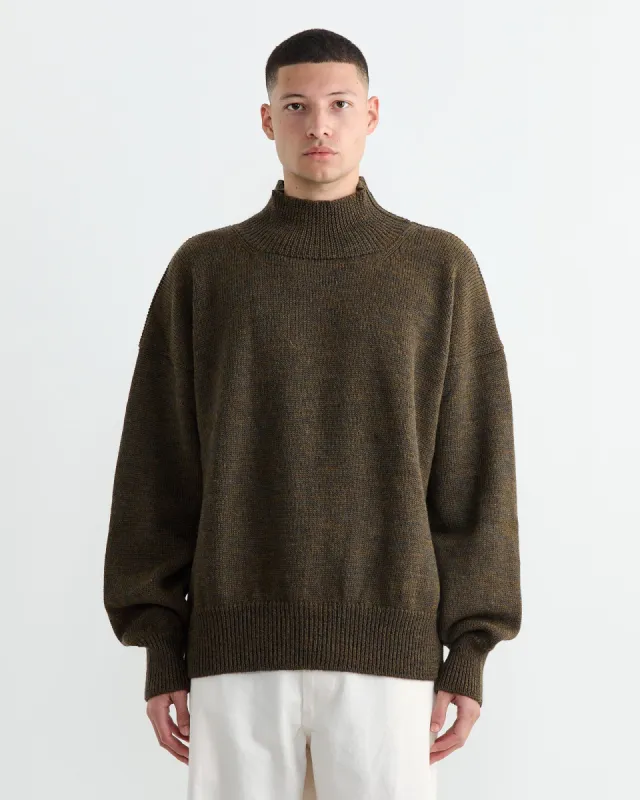T Shape Roll Neck in Moss made by Margaret Howell