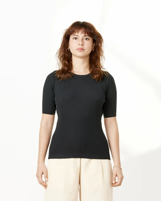 Giza High Gauge Rib Knit Tee in Black sold by Mohawk General Store