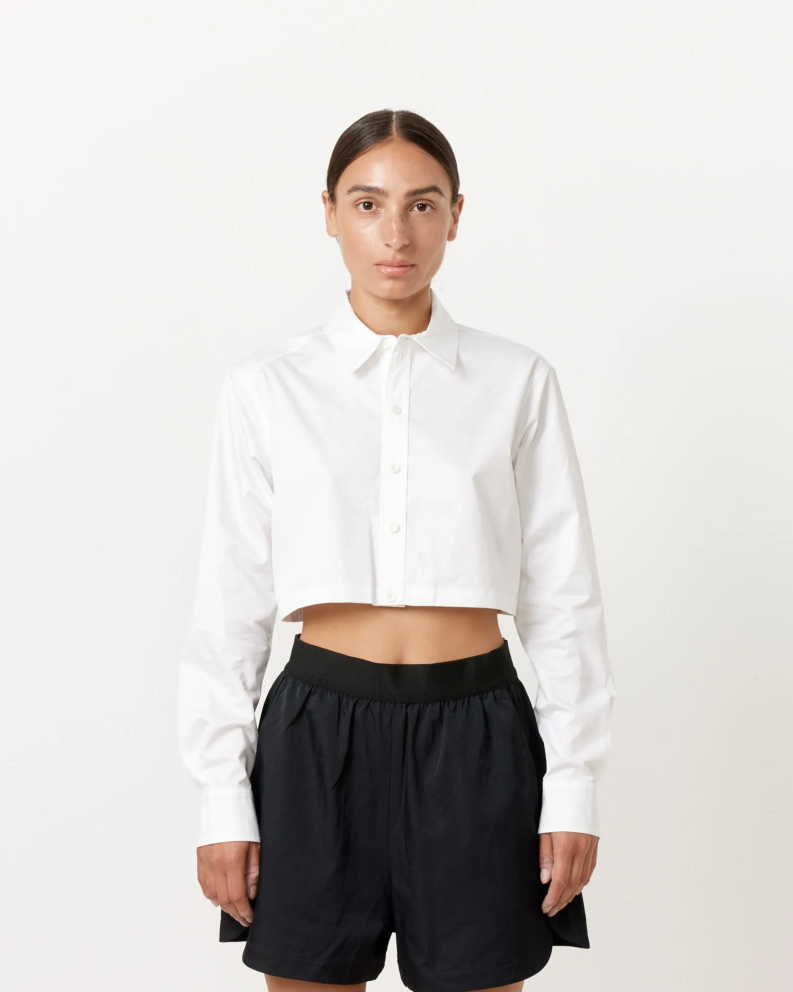 Eco Poplin Cropped Shirt in White sold by Mohawk General Store