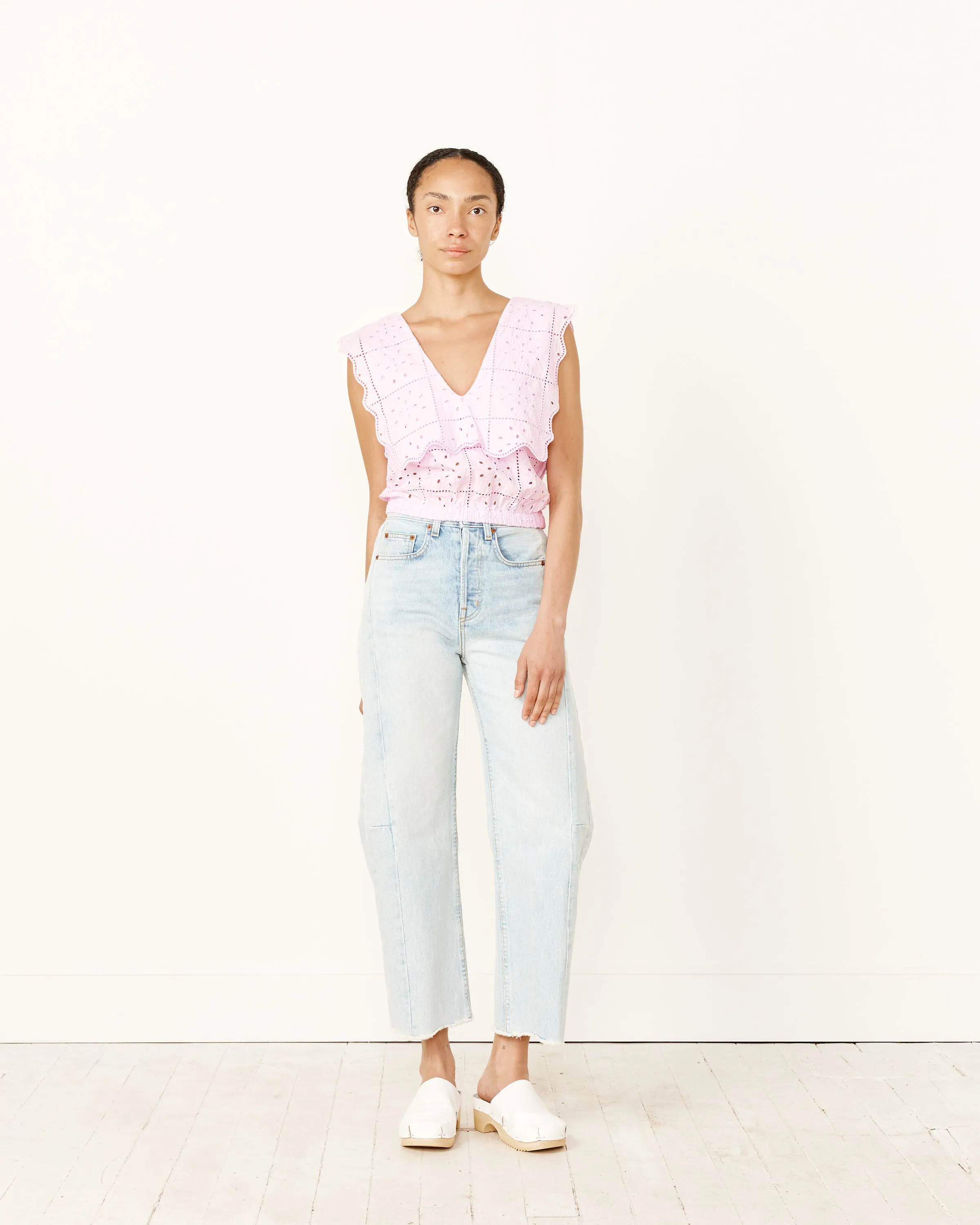 Broderie Anglaise Rhythm Collar Top in Pink Tulle sold by Mohawk General Store product image thumbnail 3