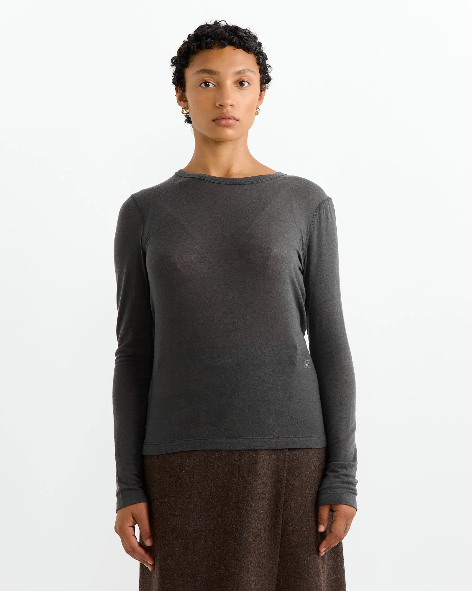 Wool Tencel Crewneck Top in Charcoal sold by Mohawk General Store
