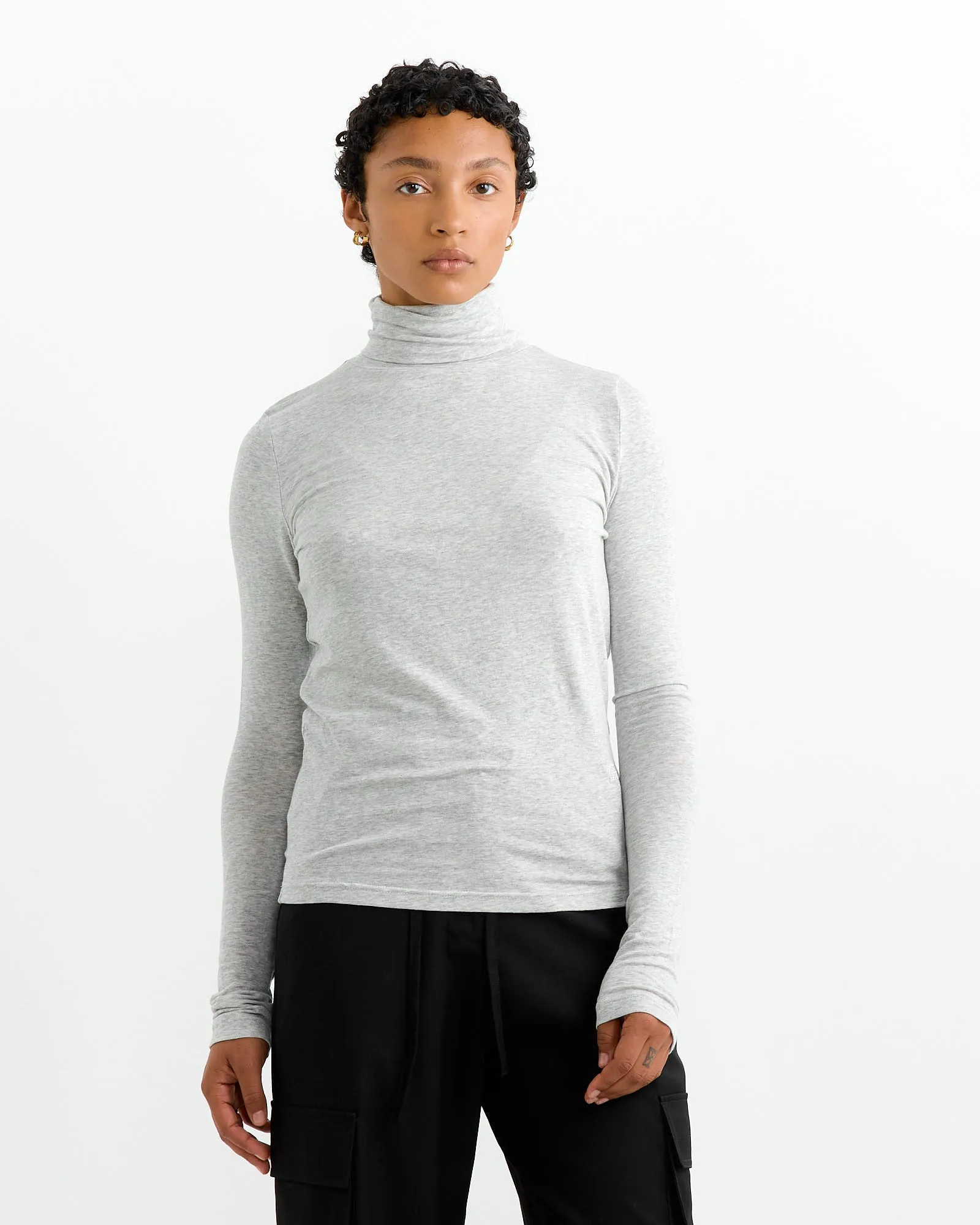 Roll Neck Jersey Top in Heather Grey sold by Mohawk General Store