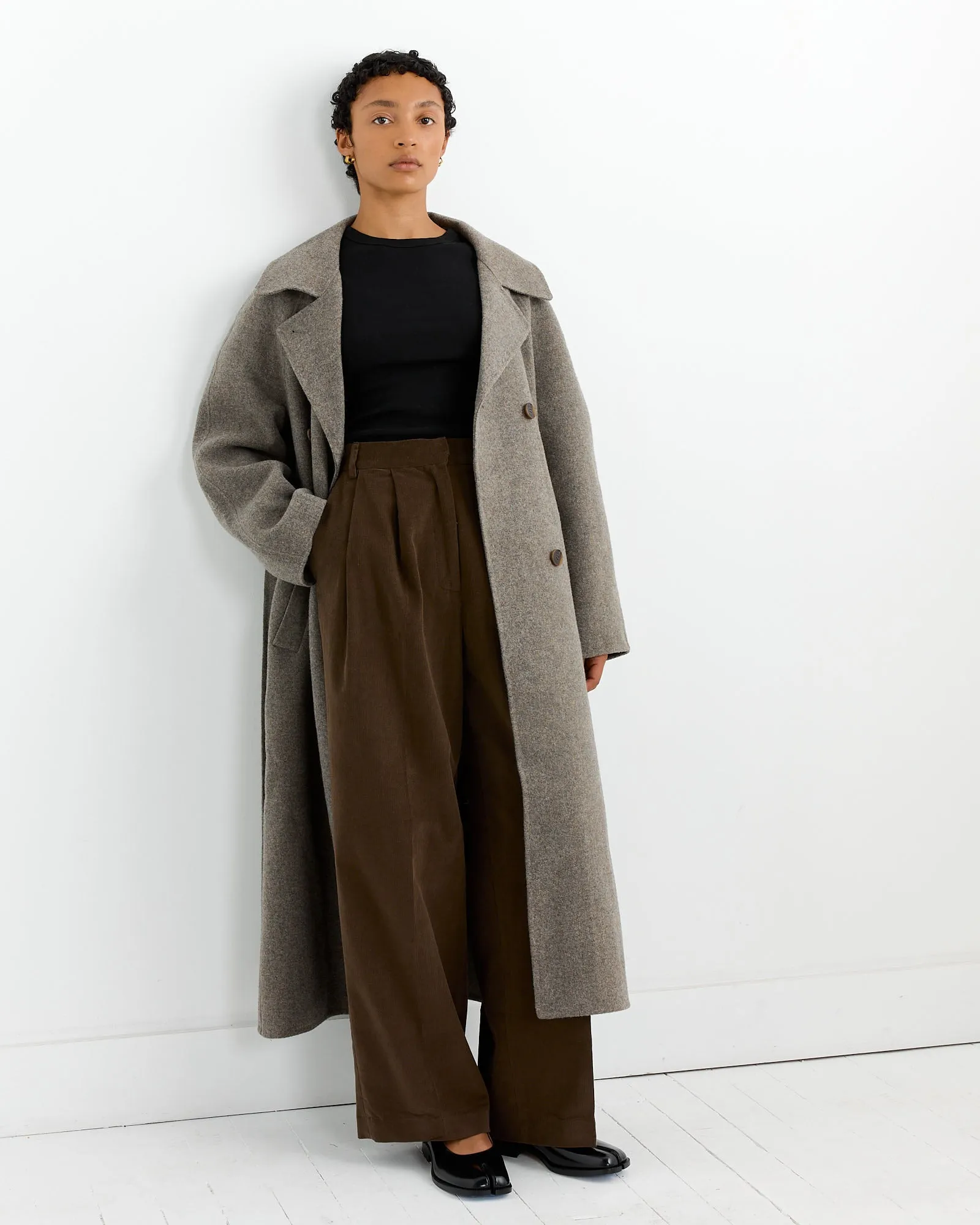 Long Wool Coat in Khaki Grey sold by Mohawk General Store product image thumbnail 4
