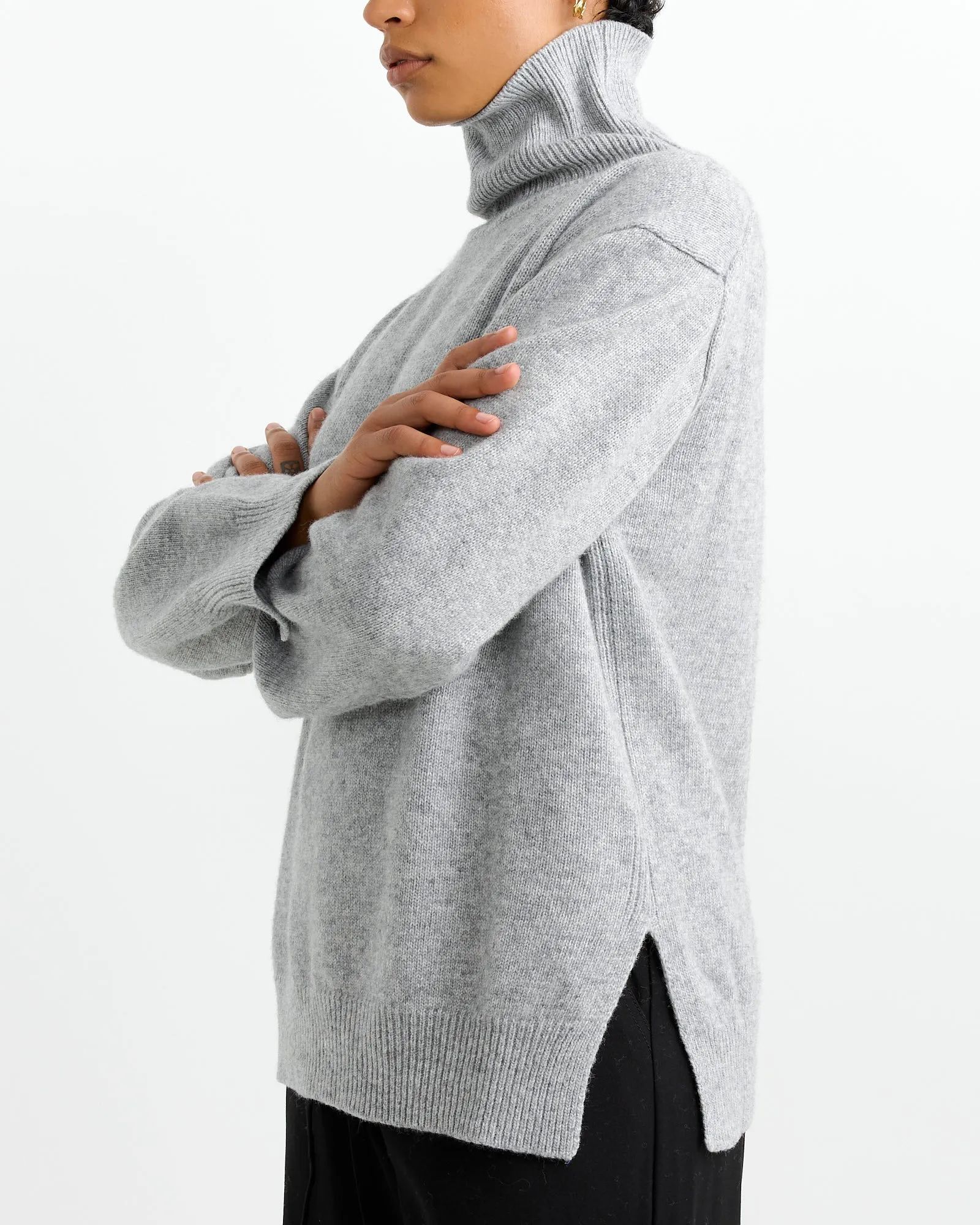 Cashmere Blend High Neck Turtleneck Knit in Grey sold by Mohawk General Store product image thumbnail 5