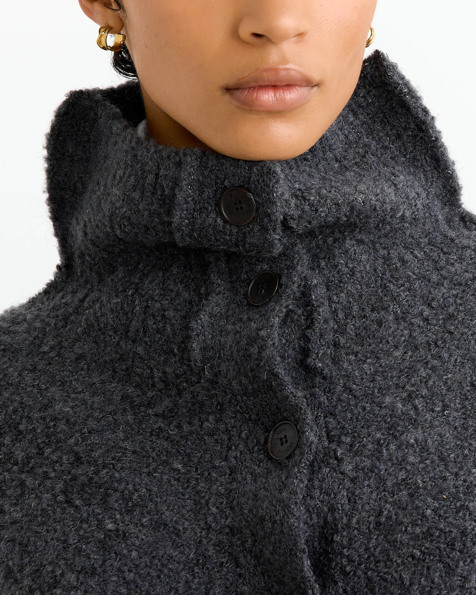 Spread Collar Boucle Cardigan in Charcoal sold by Mohawk General Store product image thumbnail 5