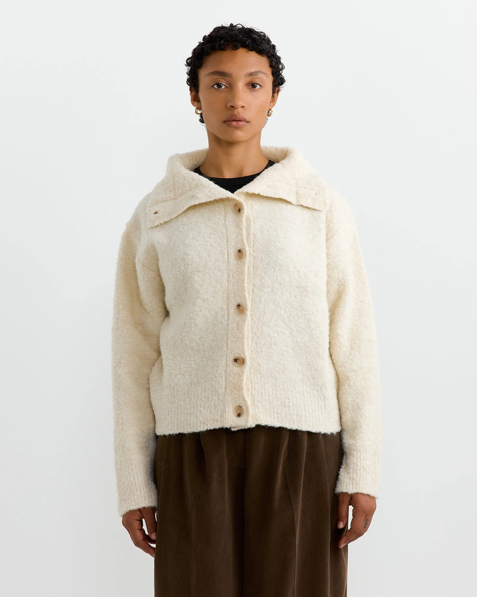 Spread Collar Boucle Cardigan in Cream sold by Mohawk General Store product image thumbnail 2