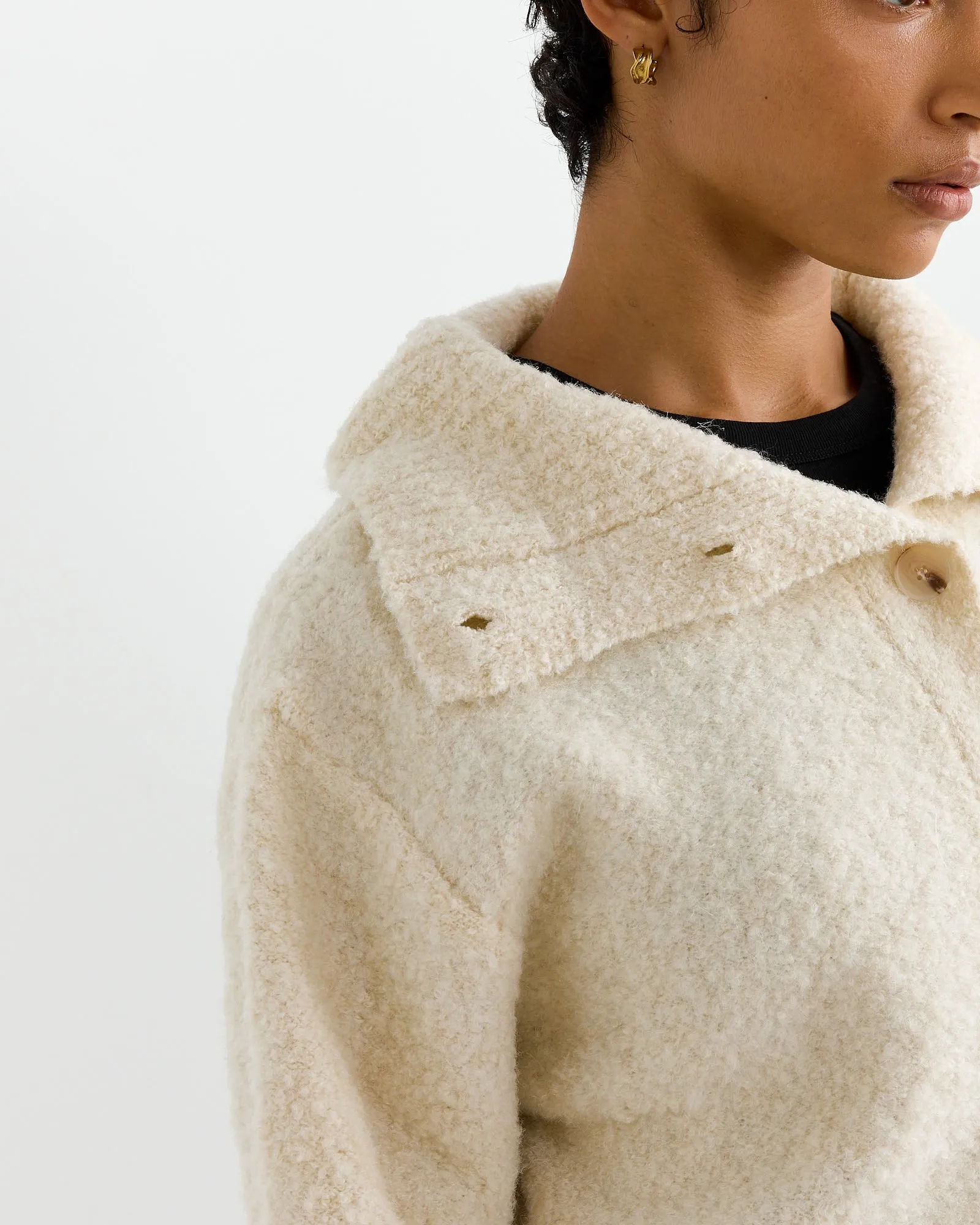Spread Collar Boucle Cardigan in Cream sold by Mohawk General Store product image thumbnail 5