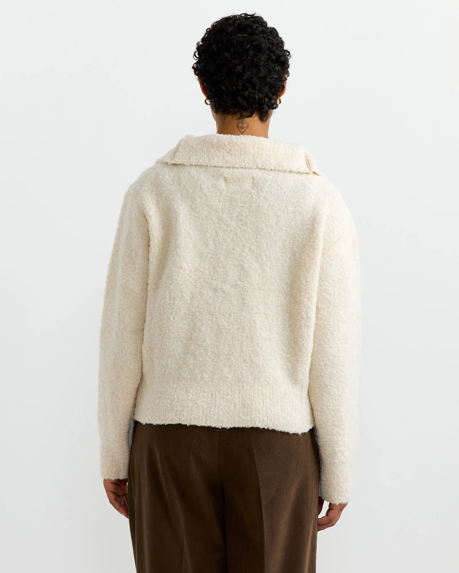 Spread Collar Boucle Cardigan in Cream sold by Mohawk General Store product image thumbnail 4