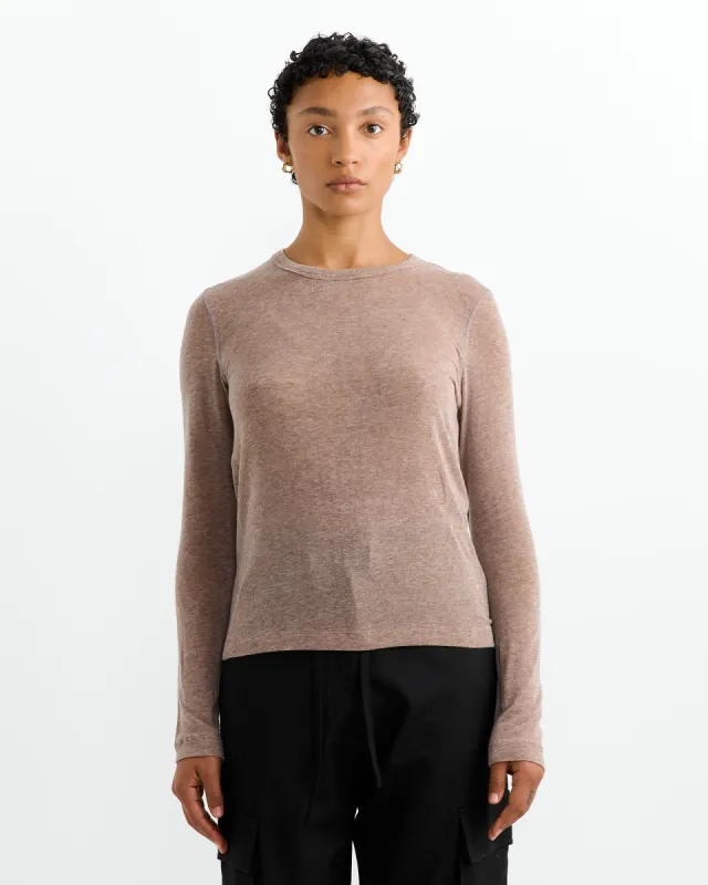 Wool Tencel Crewneck Top in Light Heather Brown sold by Mohawk General Store