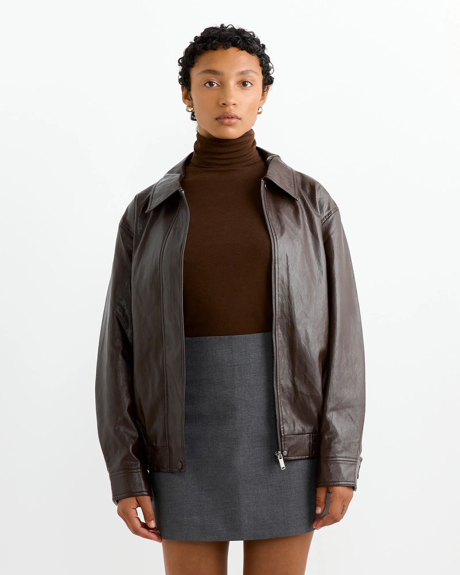 Vegan Leather Blouson in Brown sold by Mohawk General Store