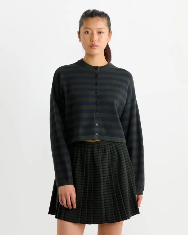 Merino Wool Striped Cardigan in Green/Black sold by Mohawk General Store