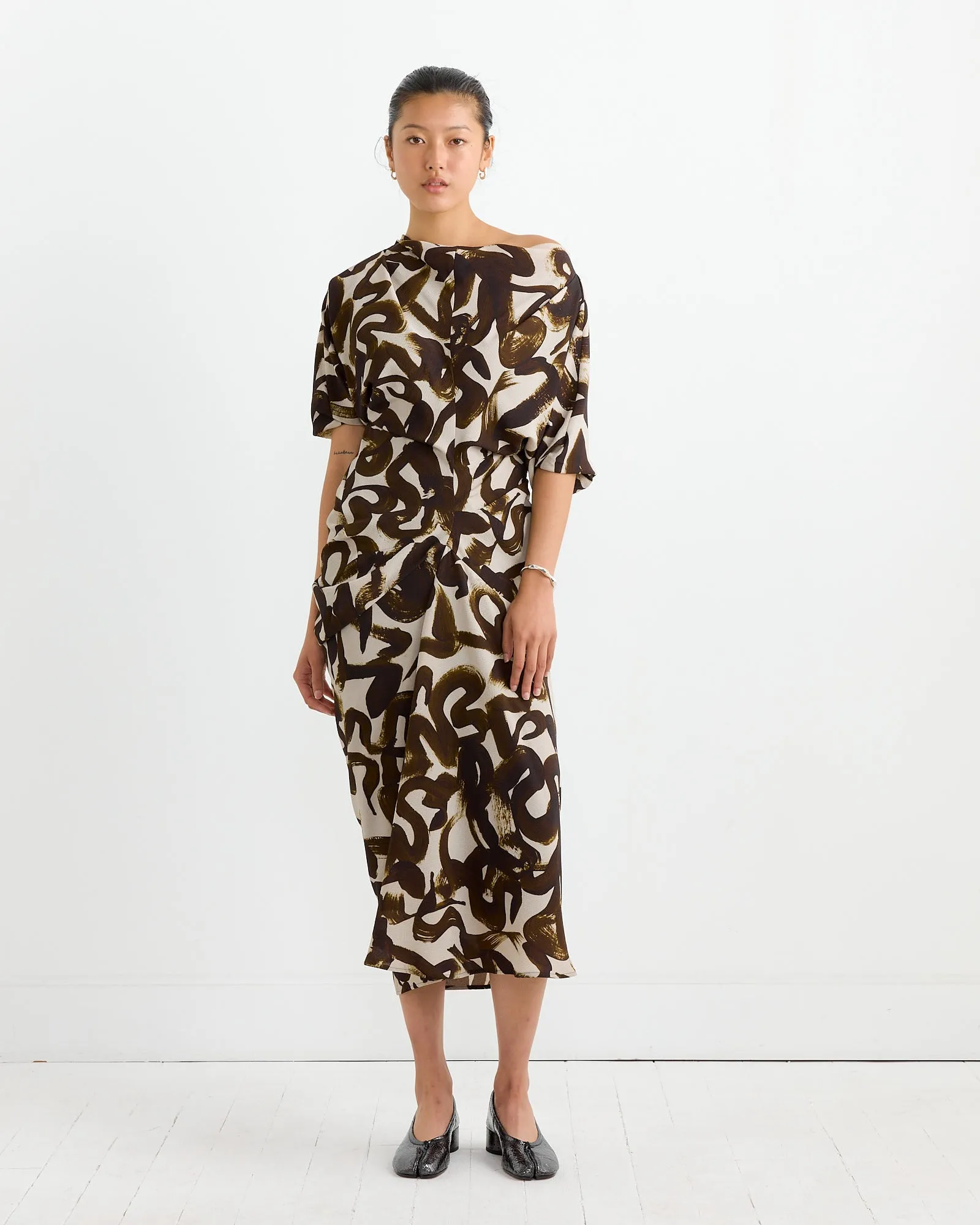 Draped Dress in Brown sold by Mohawk General Store
