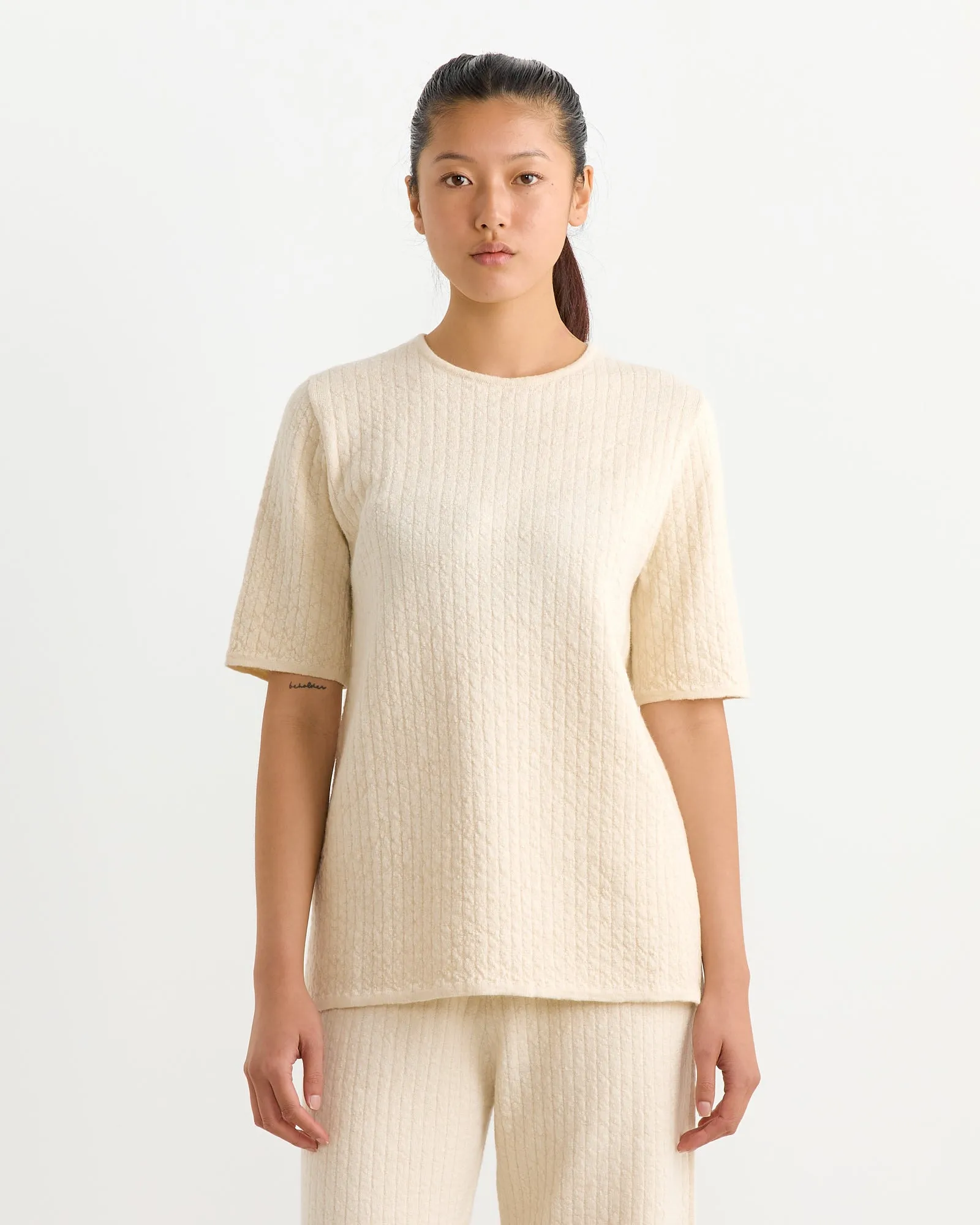 Line Quilt Tee in Raw White sold by Mohawk General Store