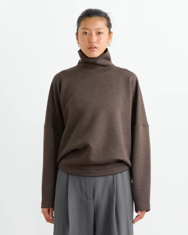 High Neck Sweatshirt in Dark Brown Melange sold by Mohawk General Store