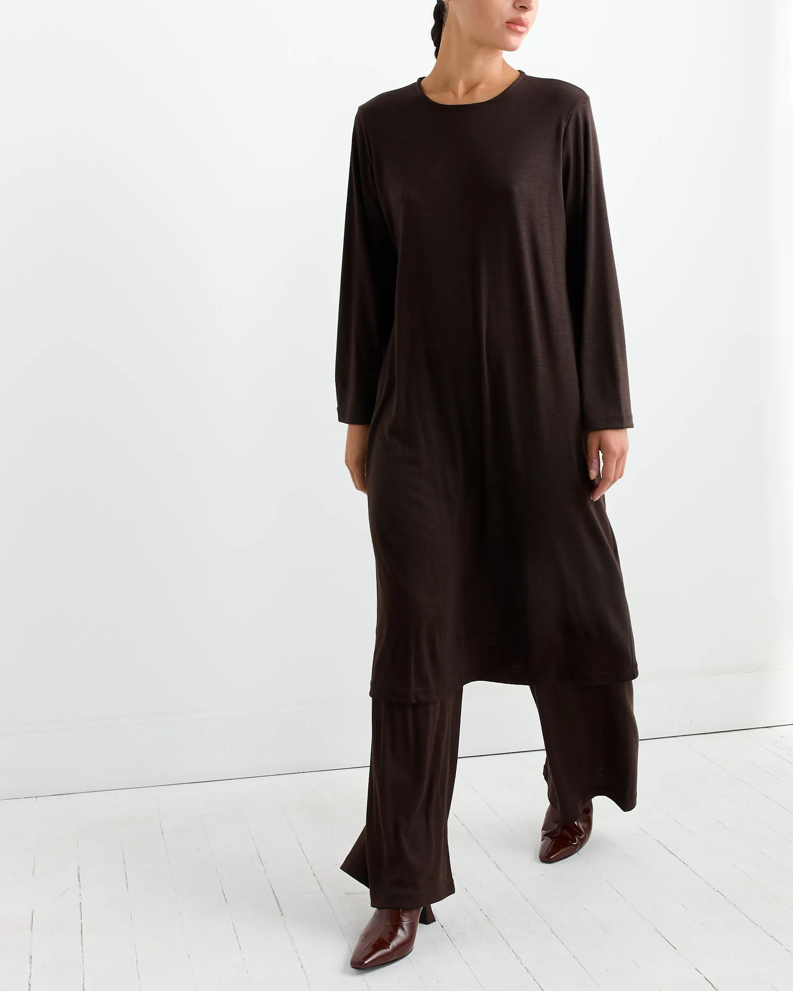 Wool Basic Crew Dress in Cacao sold by Mohawk General Store product image thumbnail 2