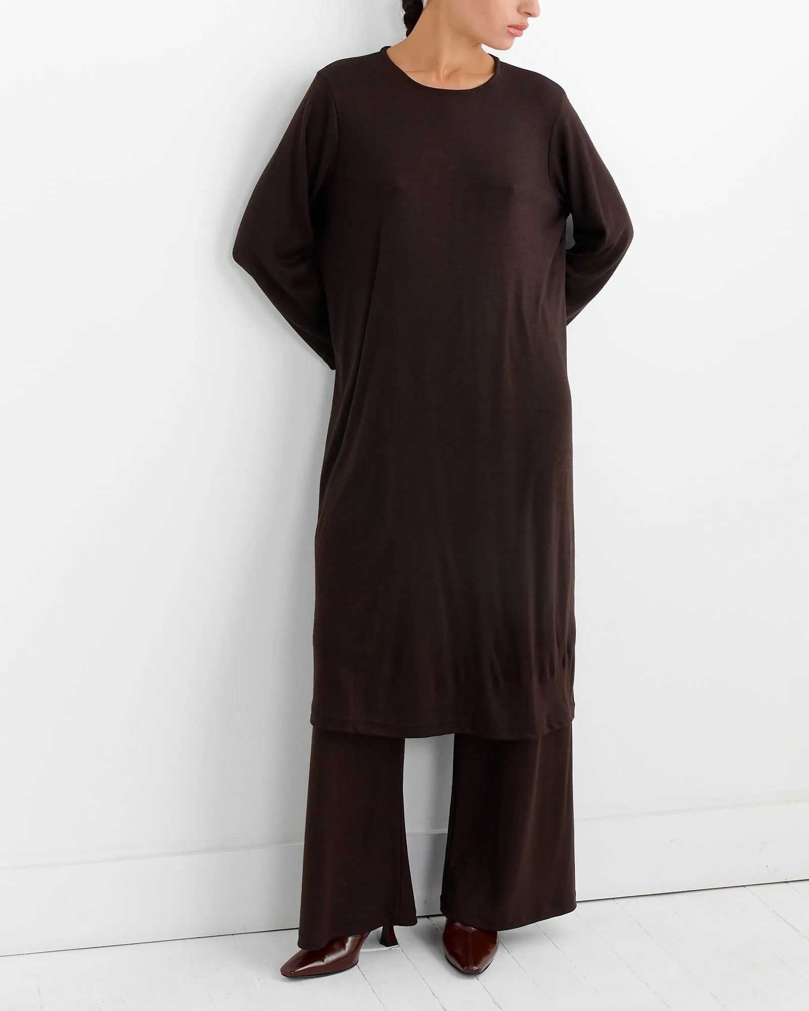 Wool Basic Crew Dress in Cacao sold by Mohawk General Store product image thumbnail 3
