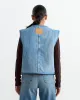 Reversible Rework Denim Sherpa Vest in Oatmeal sold by Mohawk General Store