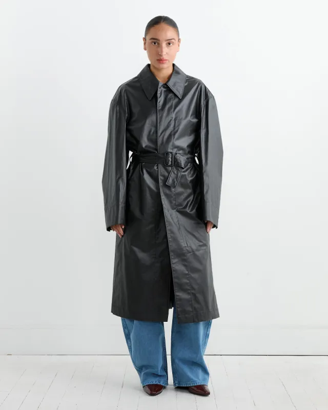 Belted Rain Coat in Ash Black sold by Mohawk General Store