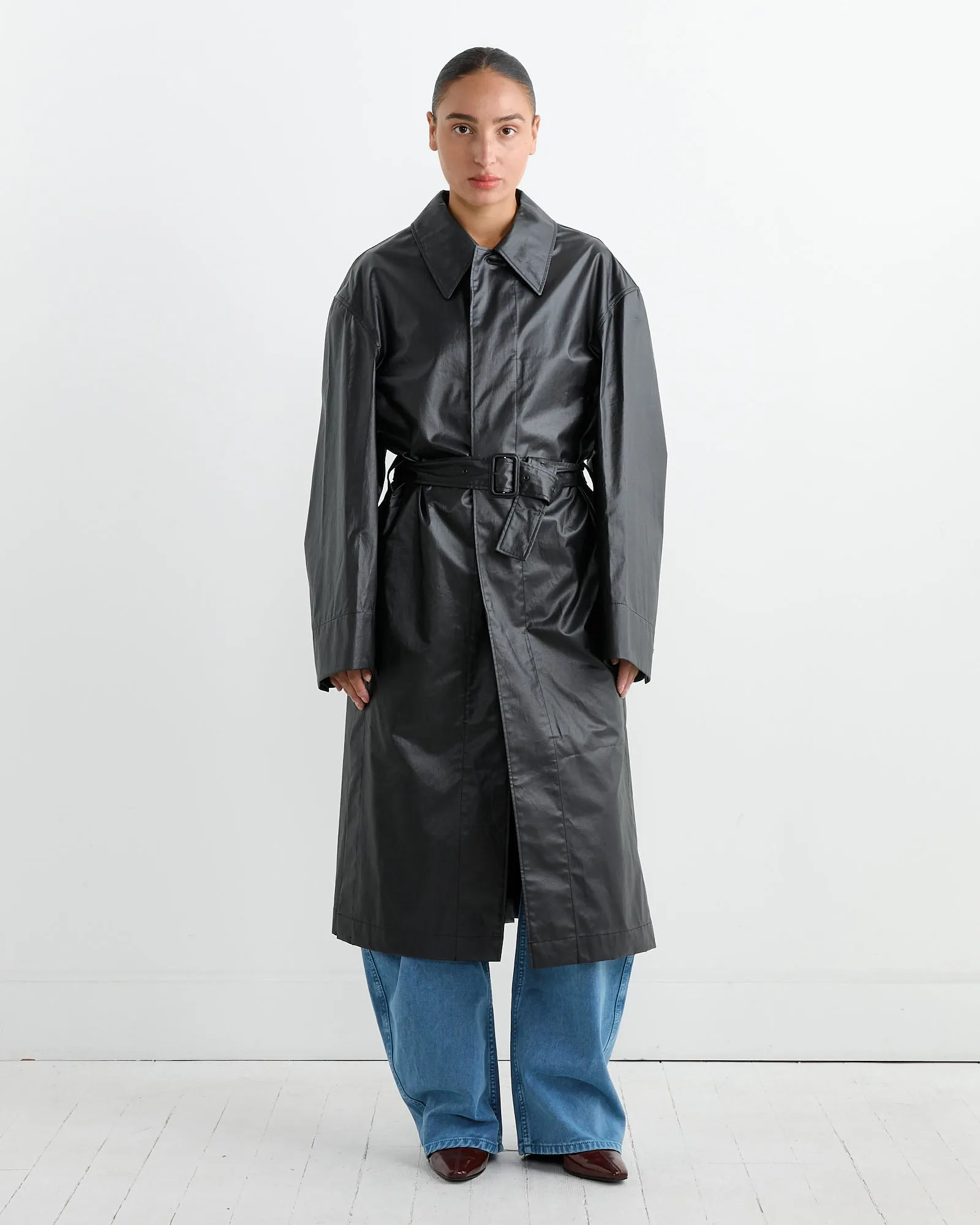 Belted Rain Coat in Ash Black sold by Mohawk General Store