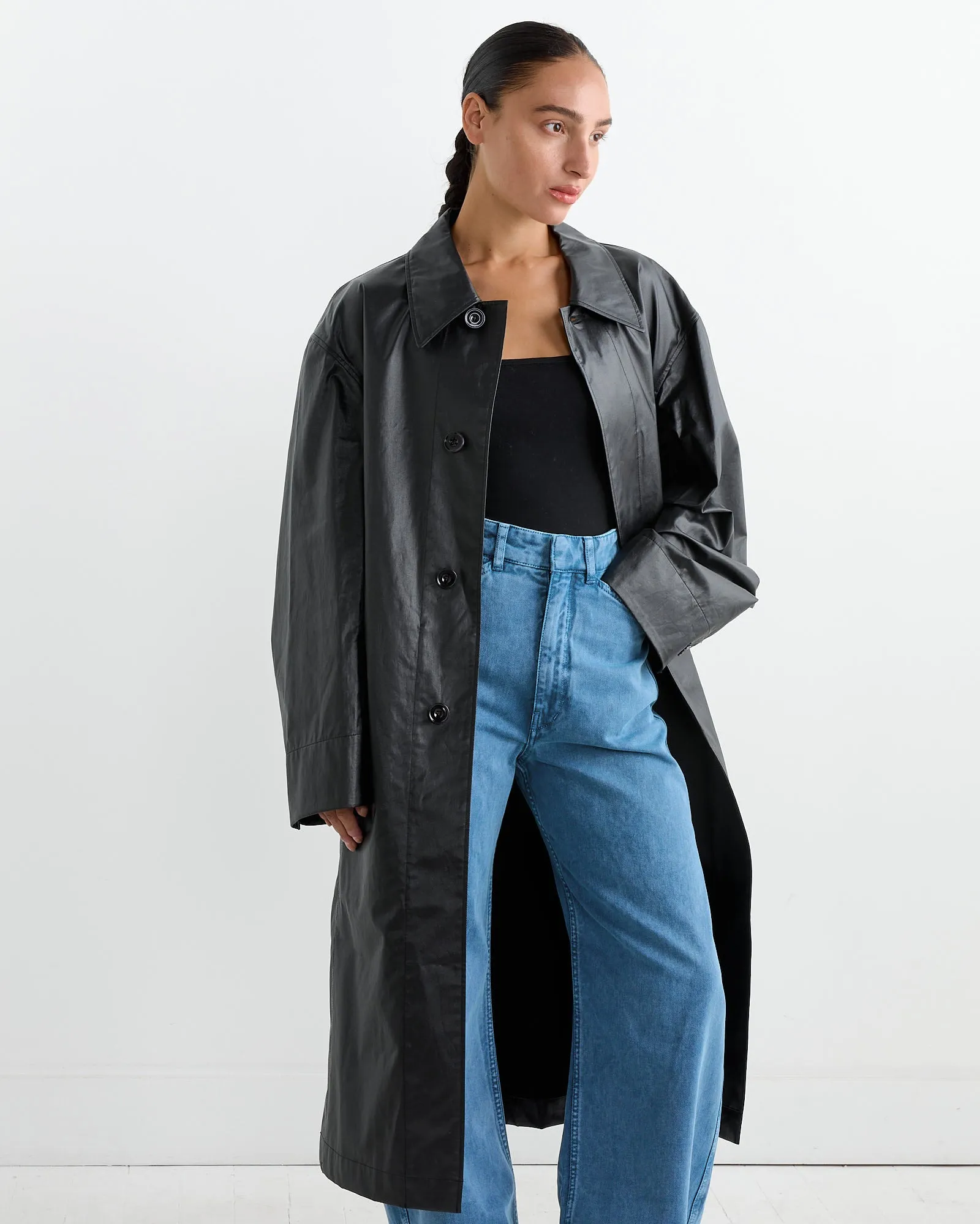 Belted Rain Coat in Ash Black sold by Mohawk General Store product image thumbnail 2