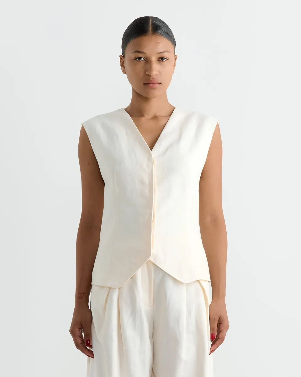 Minimal Tailored Vest in Ivory sold by Mohawk General Store
