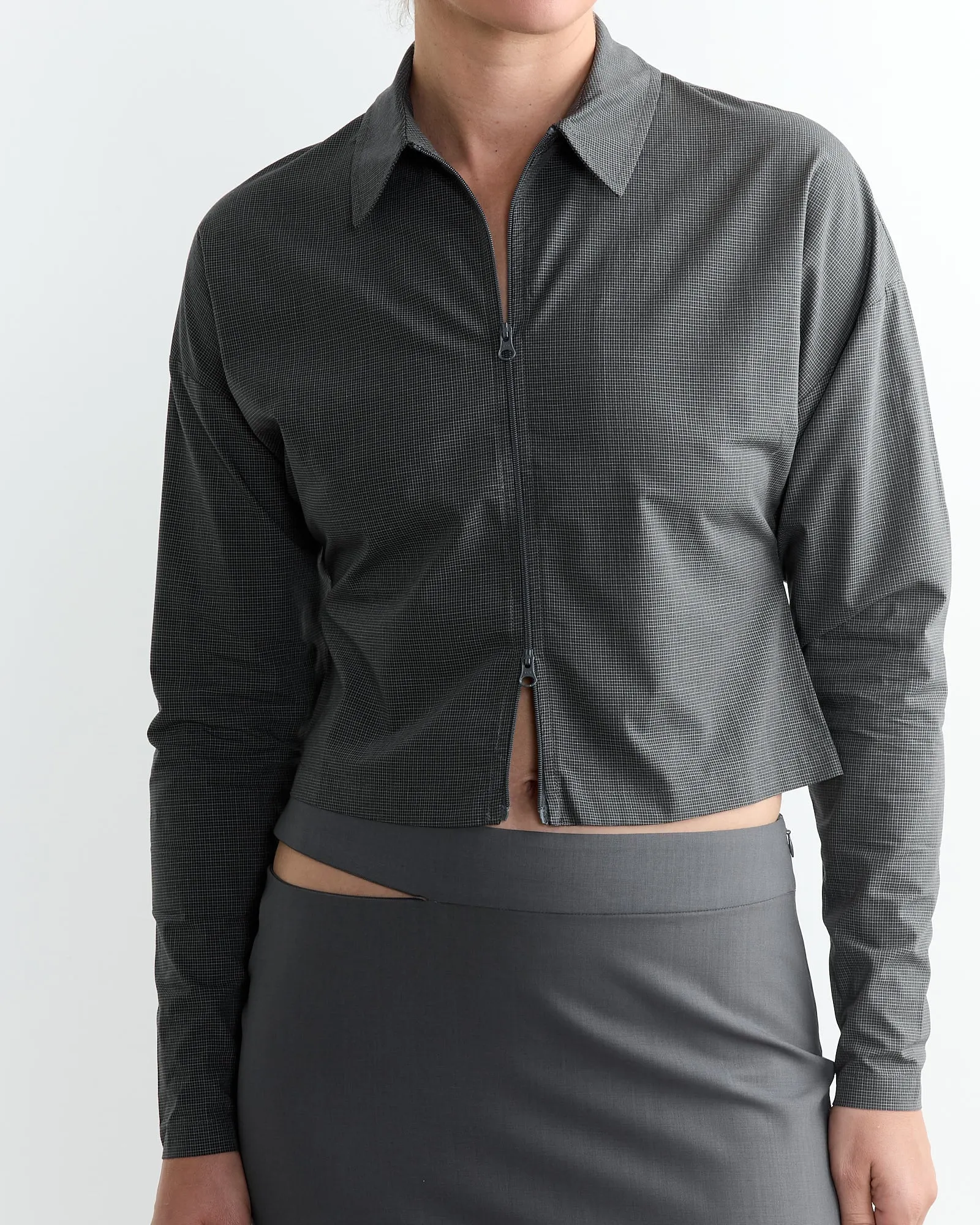 Faye Cropped Checkered Jacket in Grey sold by Mohawk General Store product image thumbnail 3