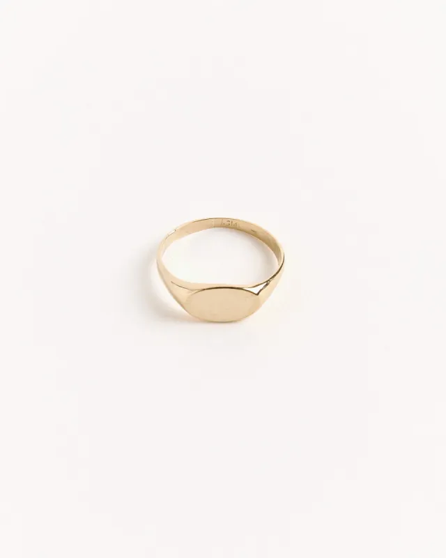 Mini Signet Pinky Ring in 14K Yellow Gold made by Mohawk General Store