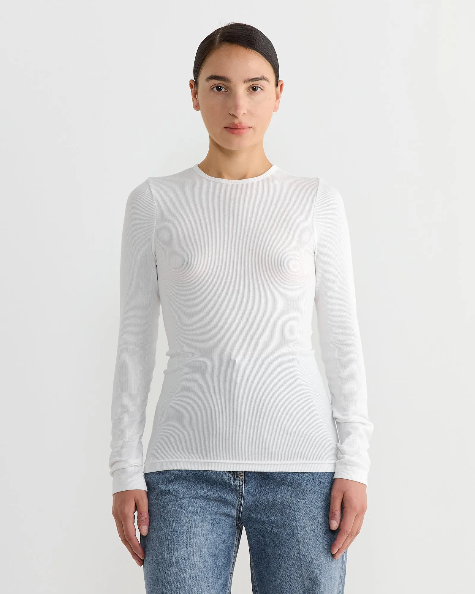 Circular Ribbed Crewneck Pullover in White sold by Mohawk General Store