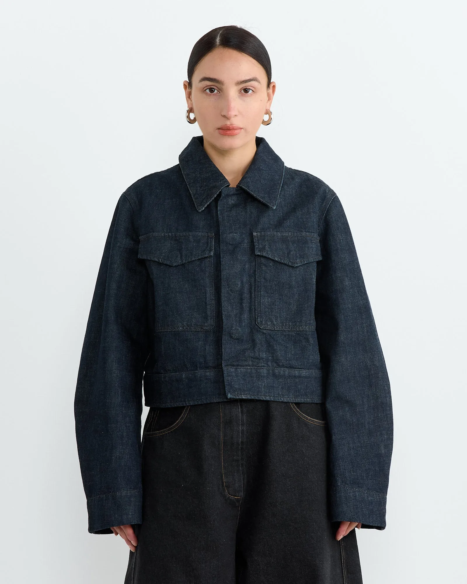 Two Pocket Cropped Jacket in Denim Indigo sold by Mohawk General Store