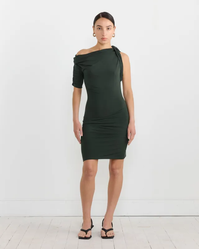 La Mini Robe Drapeado Dress in Dark Green sold by Mohawk General Store