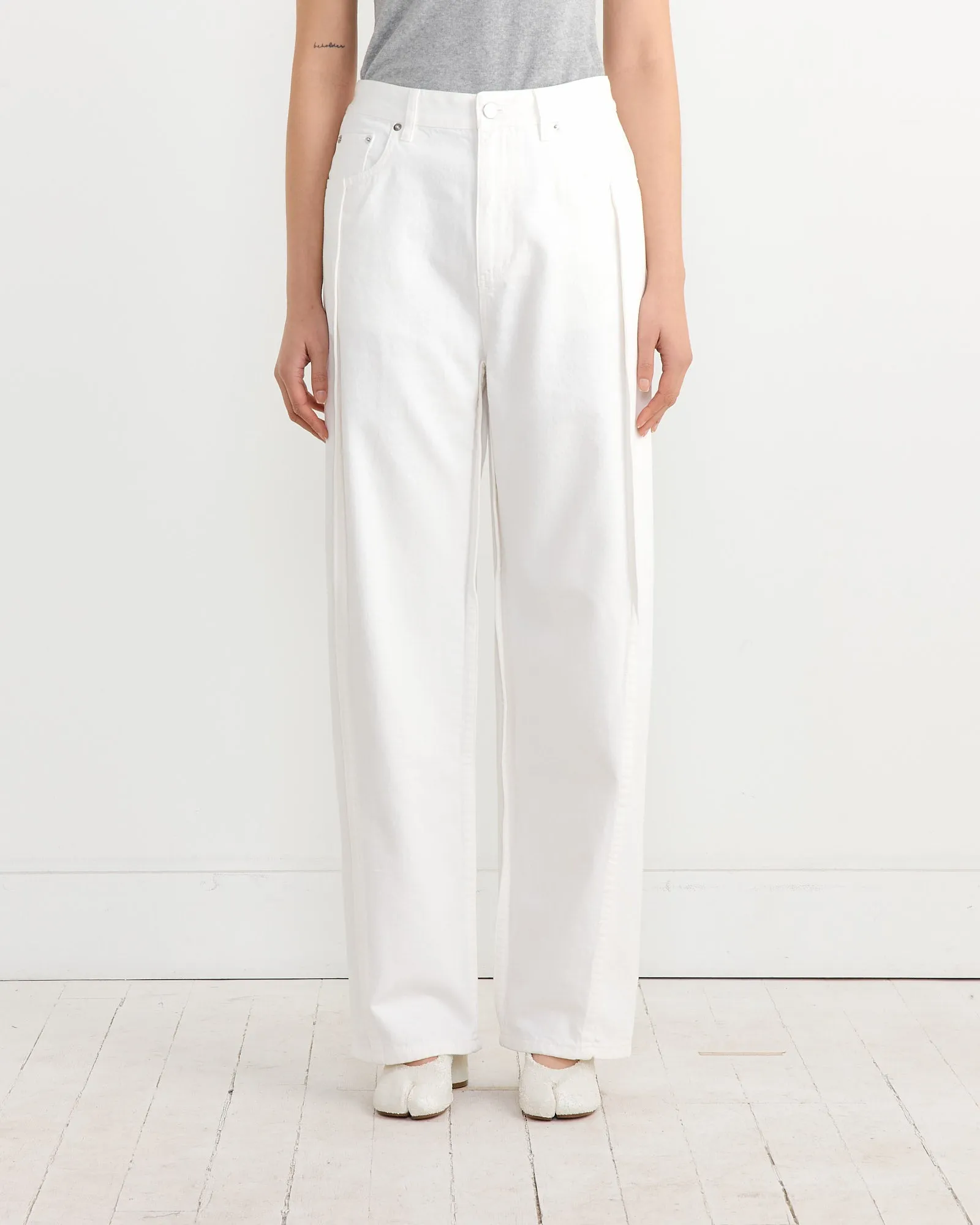 Spring Tuck Jean in White sold by Mohawk General Store