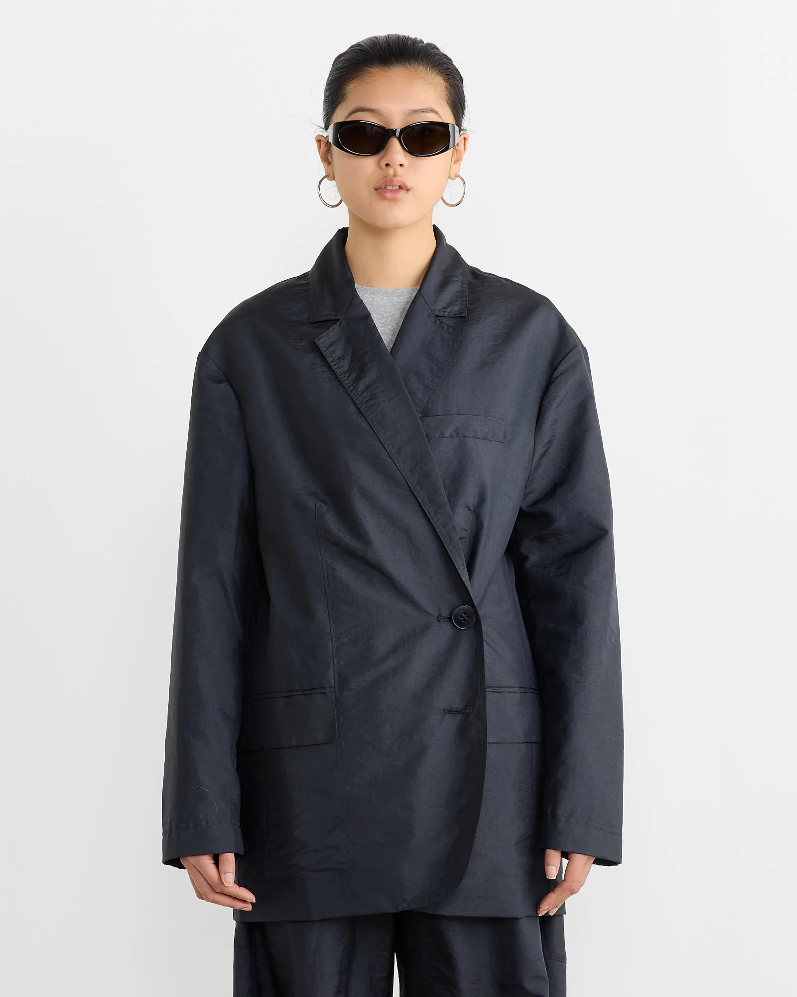 Crispy Nylon Liam Blazer in Navy sold by Mohawk General Store product image thumbnail 3