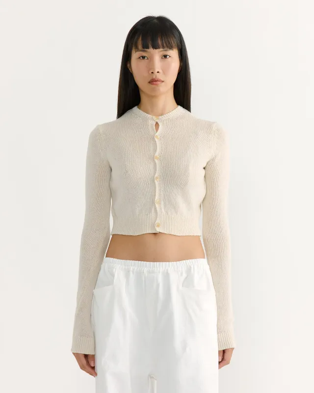 Auralee Shetland Wool Cashmere Knit Cardigan - Yellow Green | Parallel