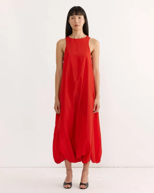 Nylon Jalouise Dress in Lava made by Tibi