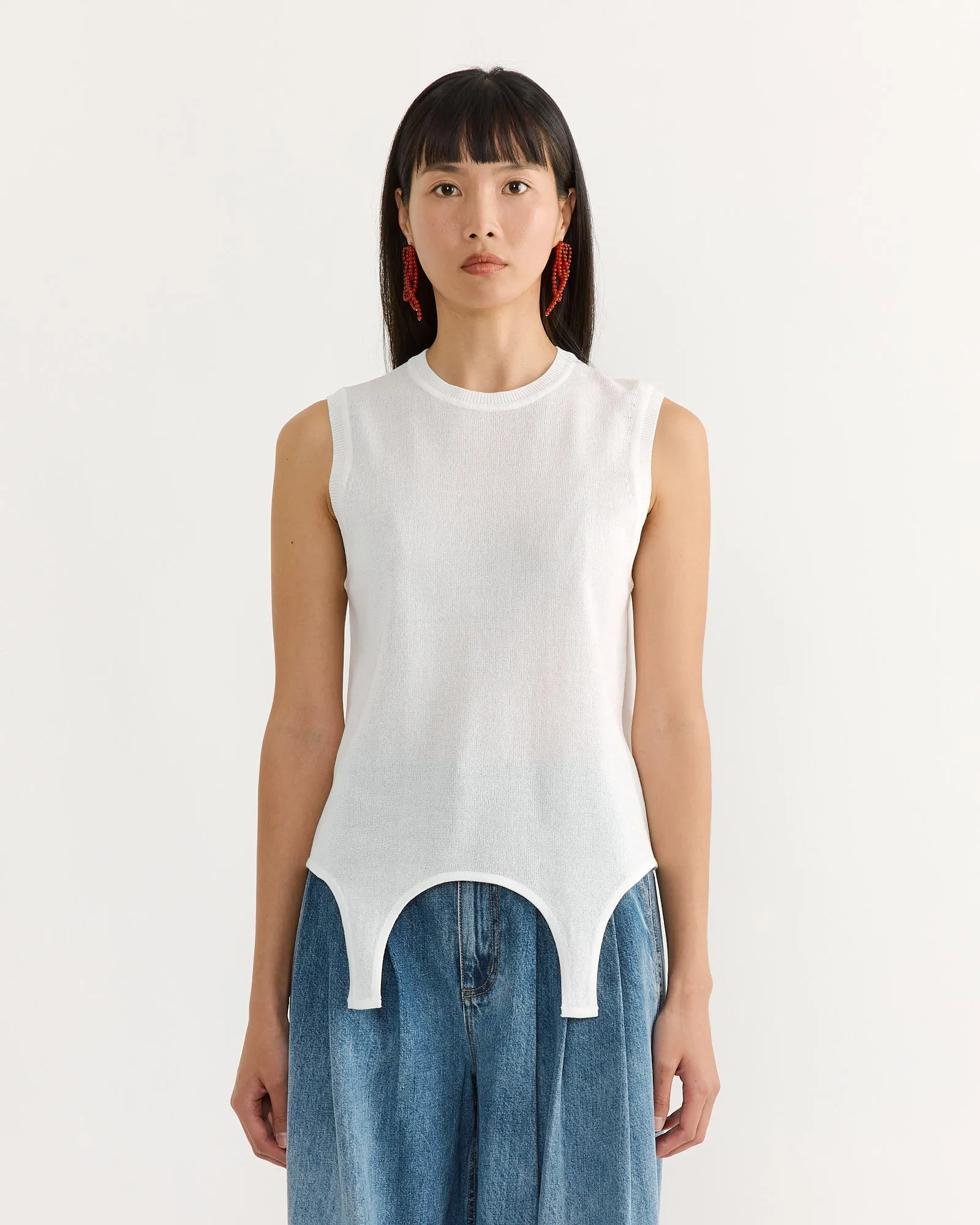 Crispy Sleeveless Sweater in Optic White sold by Mohawk General Store