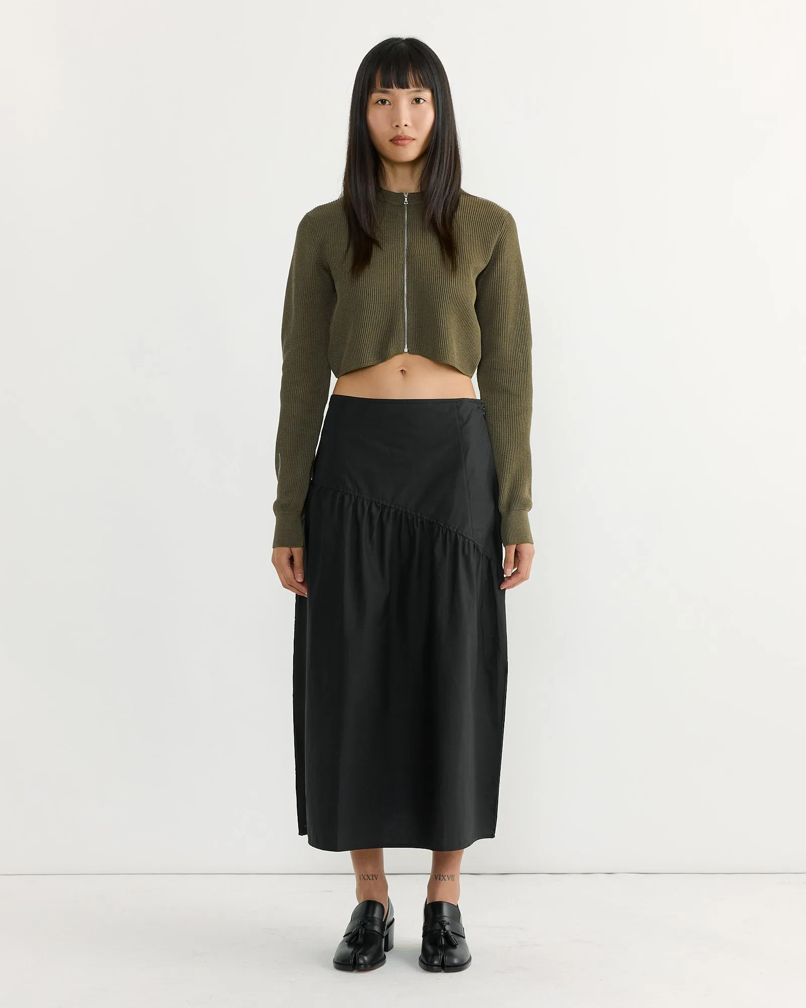 Flat Yarn Crew Neck Zip Cardigan in Khaki sold by Mohawk General Store product image thumbnail 2