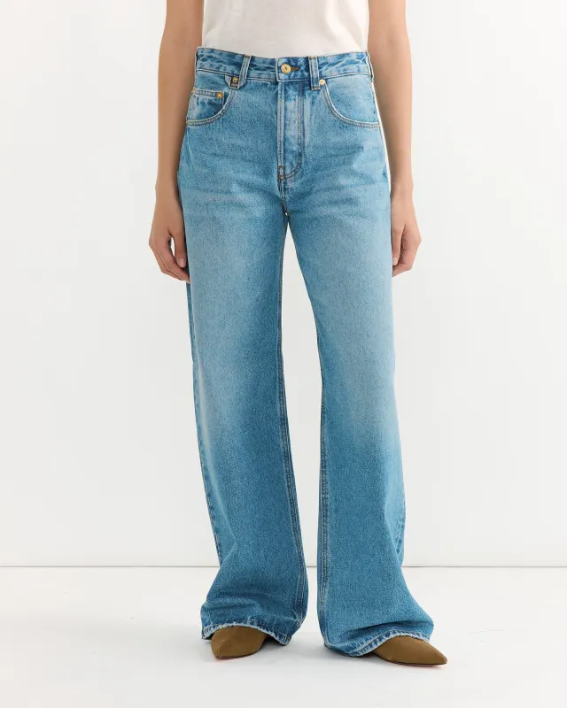 Le De-Nimes Large Pant in Blue/Tabac sold by Mohawk General Store