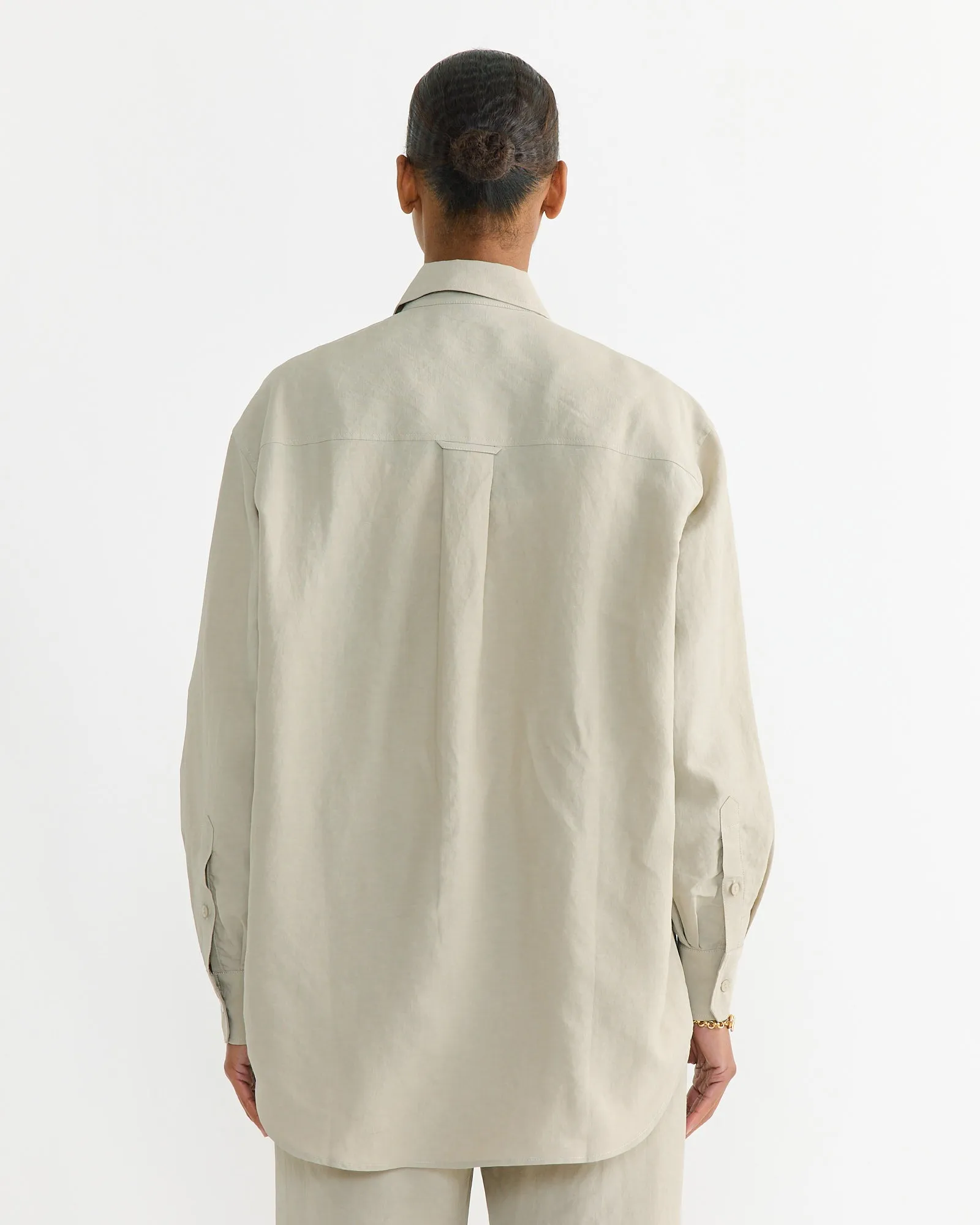 Silk Linen Oversized Shirt in Light Khaki sold by Mohawk General Store product image thumbnail 3