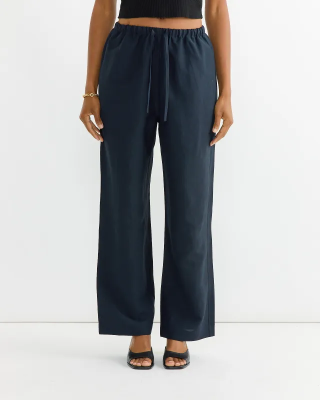 Silk Linen Drawstring Pant in Dark Navy sold by Mohawk General Store