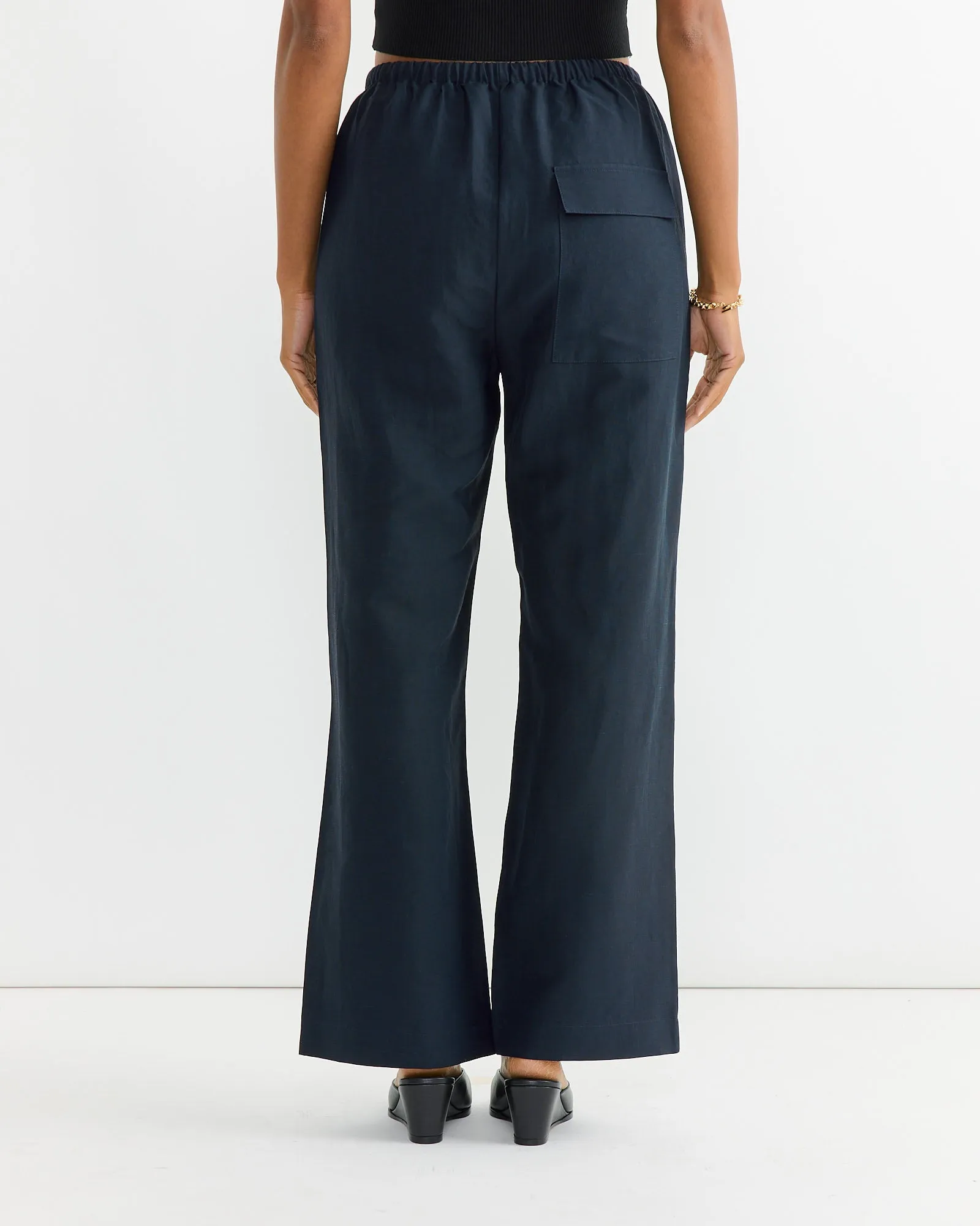 Silk Linen Drawstring Pant in Dark Navy sold by Mohawk General Store product image thumbnail 2