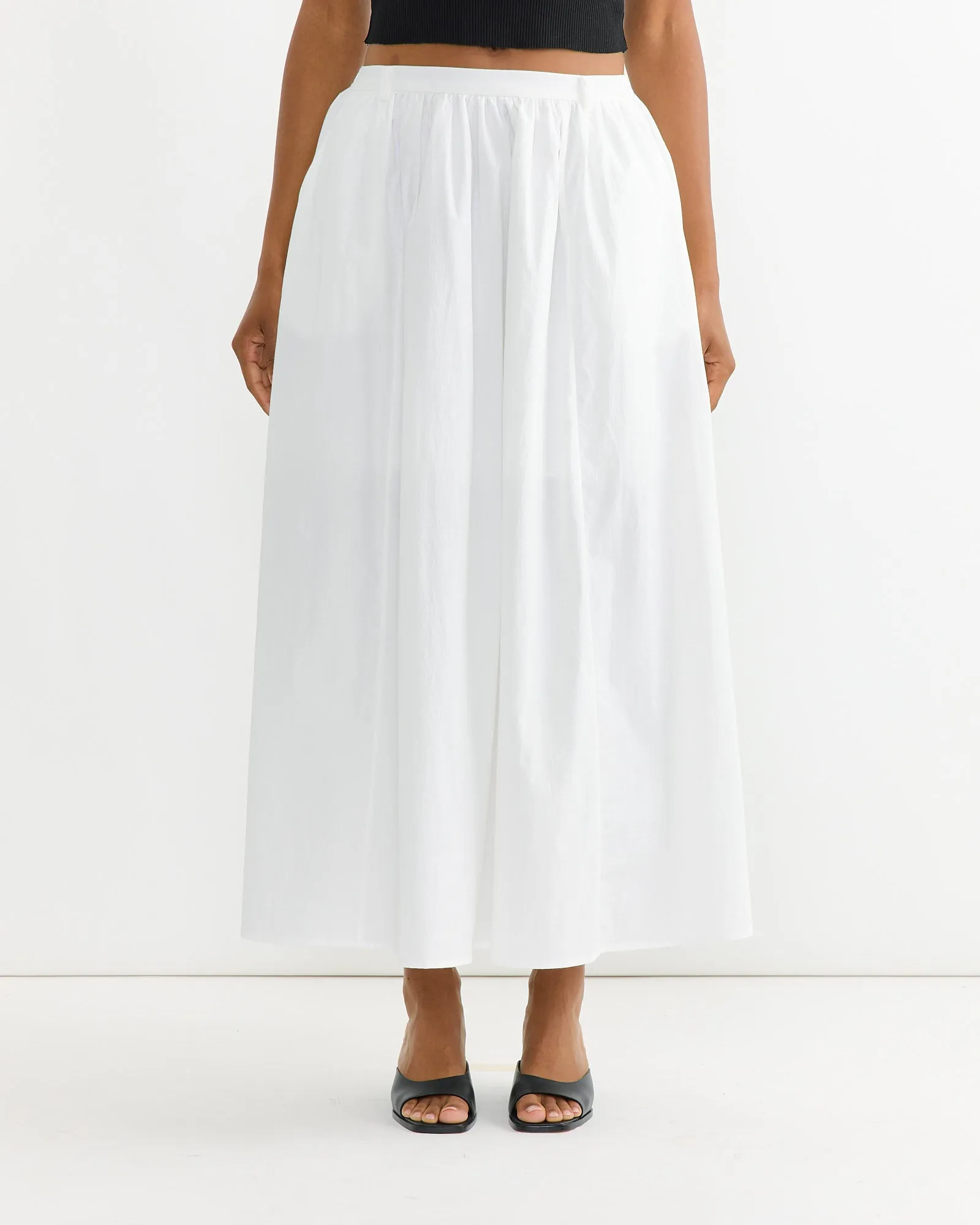 Gathered Maxi Skirt in White sold by Mohawk General Store